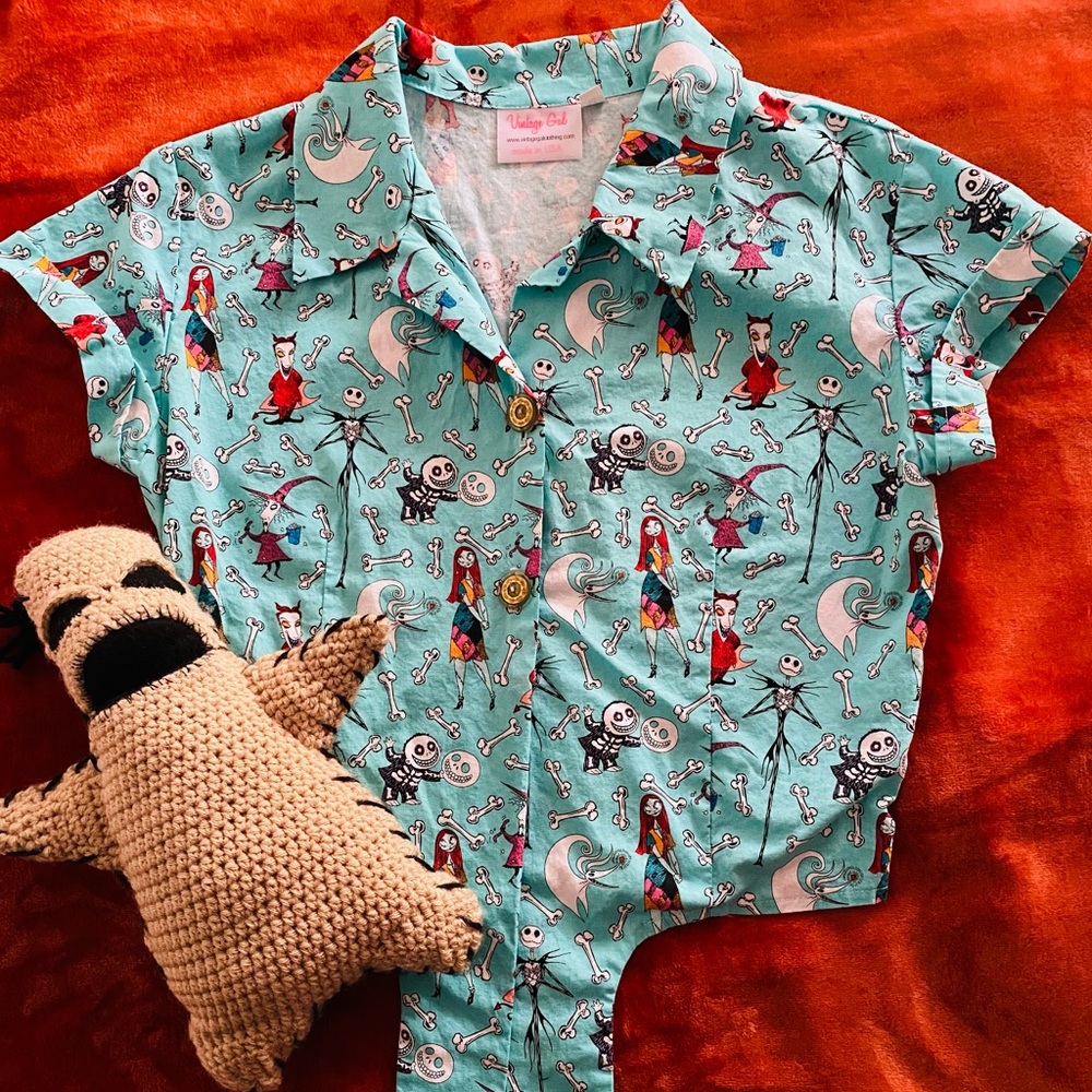 Women's Button Down Shirt with Halloween Print